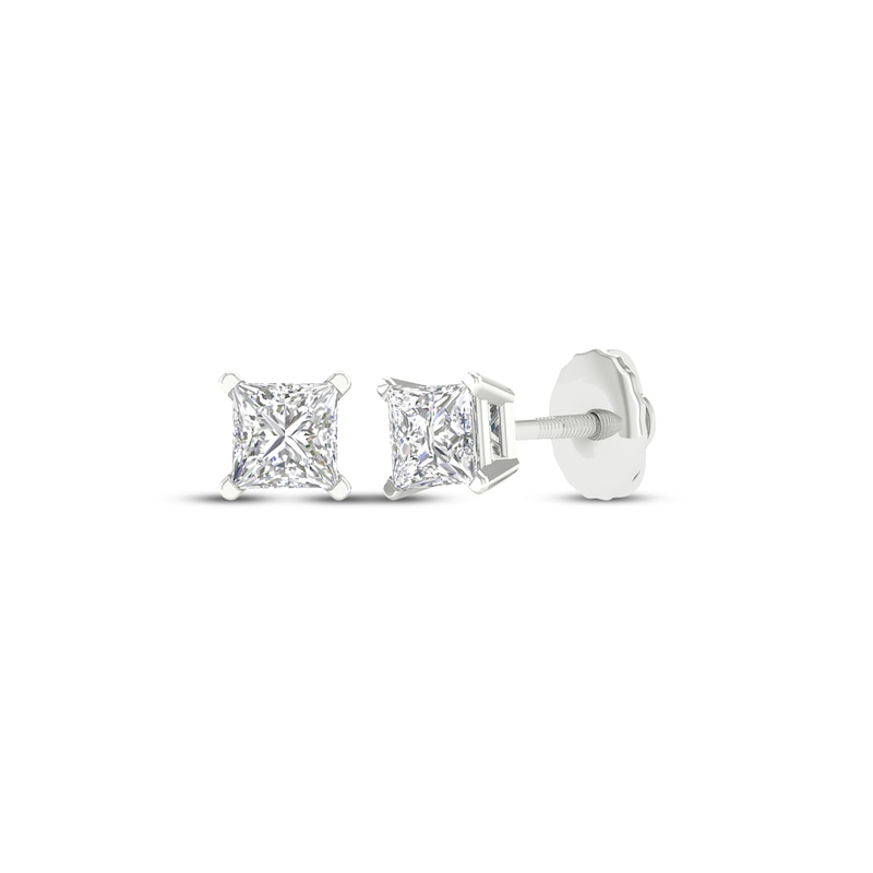 Main Image 1 of KAY Lab-Grown Diamonds Princess-Cut Solitaire Stud Earrings 1/2 ct tw 14K White Gold (F/SI2)