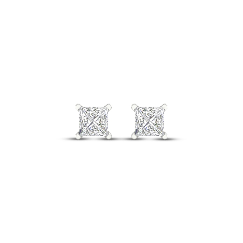 Main Image 2 of KAY Lab-Grown Diamonds Princess-Cut Solitaire Stud Earrings 1/2 ct tw 14K White Gold (F/SI2)