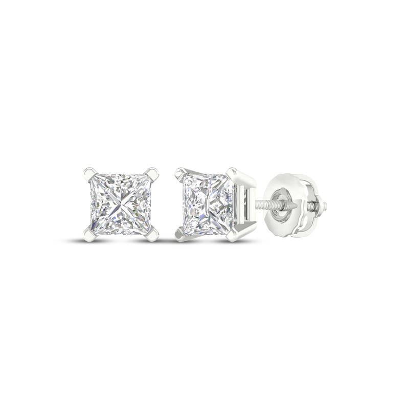 Main Image 1 of KAY Lab-Grown Diamonds Princess-Cut Solitaire Stud Earrings 1-1/2 ct tw 14K White Gold (F/SI2)