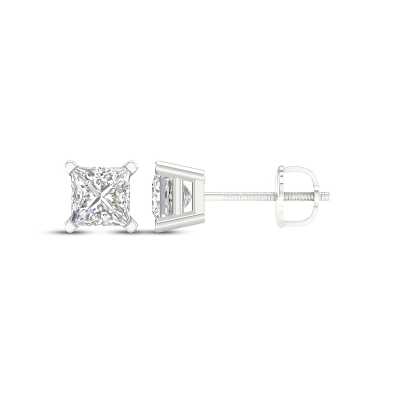 Main Image 3 of KAY Lab-Grown Diamonds Princess-Cut Solitaire Stud Earrings 1-1/2 ct tw 14K White Gold (F/SI2)
