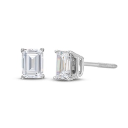 Lab-Created Diamonds by KAY Emerald-Cut Solitaire Stud Earrings 1 ct tw 14K White Gold (F/SI2)