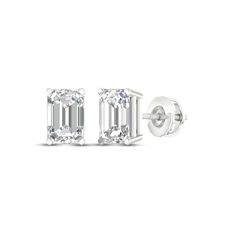 Main Image 1 of KAY Lab-Grown Diamonds Emerald-Cut Solitaire Stud Earrings 1 ct tw 14K White Gold (F/SI2)