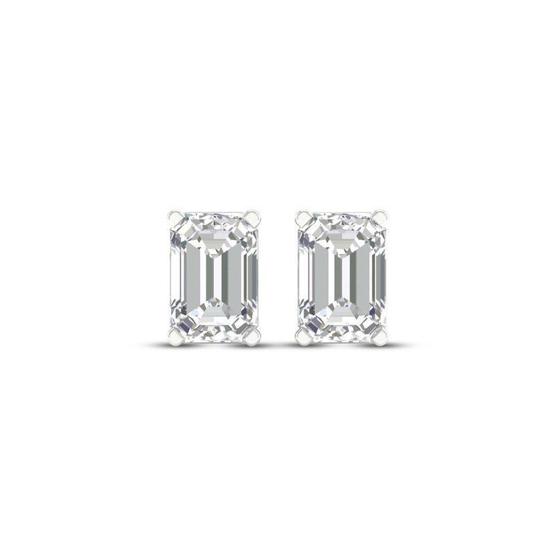 Lab-Created Diamonds by KAY Emerald-Cut Solitaire Stud Earrings 1 ct tw 14K White Gold