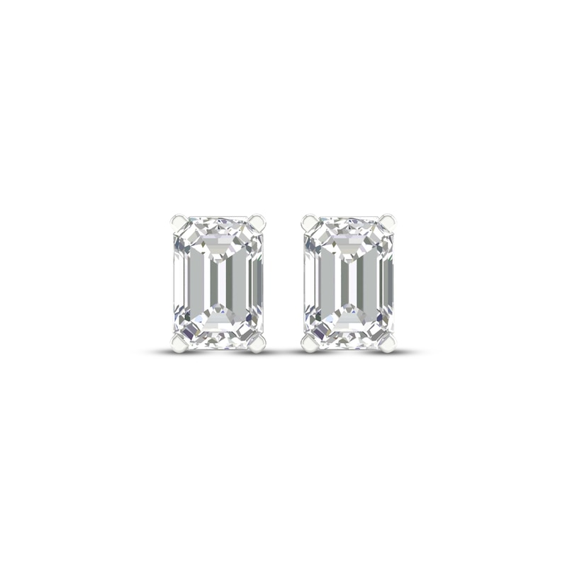 Main Image 2 of KAY Lab-Grown Diamonds Emerald-Cut Solitaire Stud Earrings 1 ct tw 14K White Gold (F/SI2)