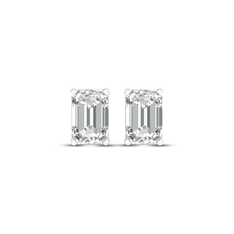 Lab-Created Diamonds by KAY Emerald-Cut Solitaire Stud Earrings 1 ct tw 14K White Gold (F/SI2)