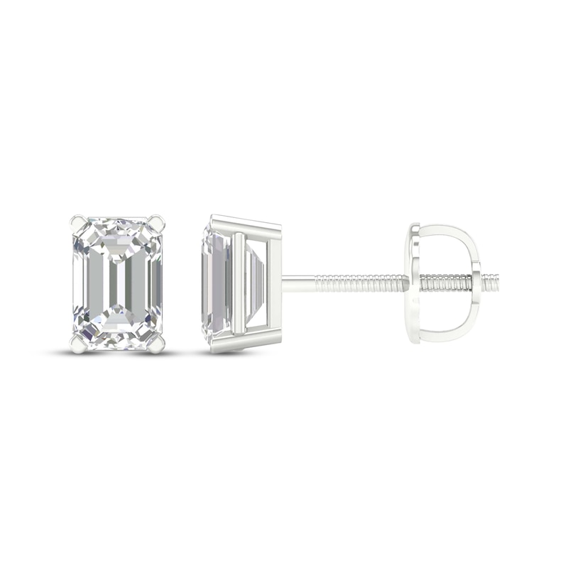 Main Image 3 of KAY Lab-Grown Diamonds Emerald-Cut Solitaire Stud Earrings 1 ct tw 14K White Gold (F/SI2)