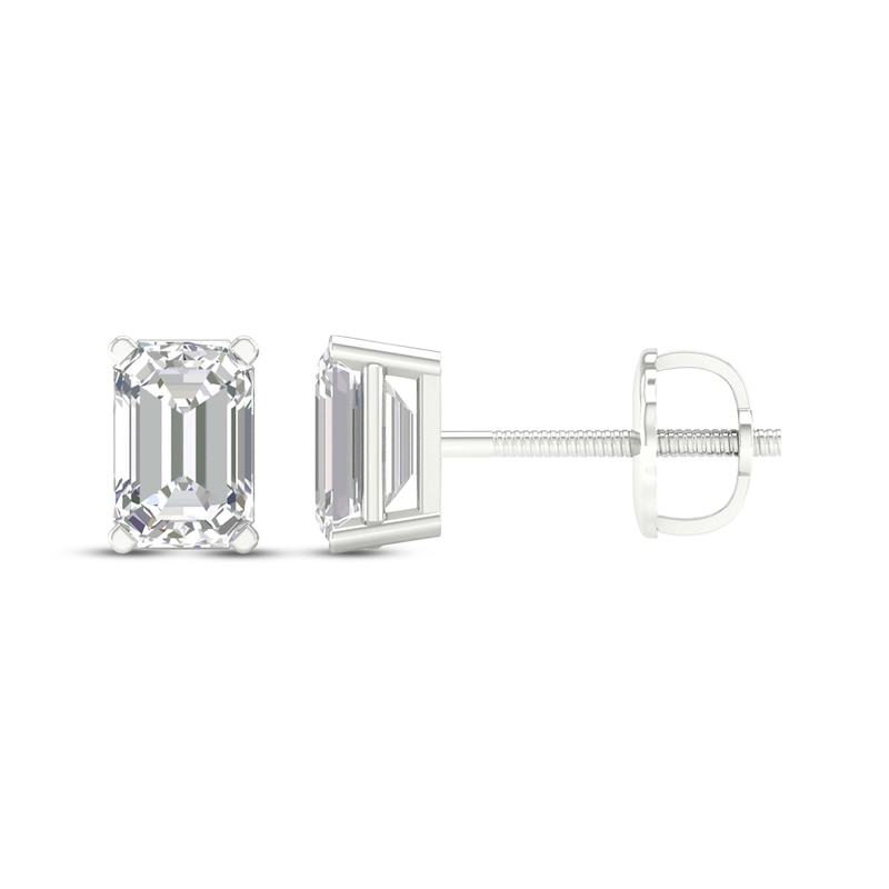 Lab-Created Diamonds by KAY Emerald-Cut Solitaire Stud Earrings 1 ct tw 14K White Gold (F/SI2)