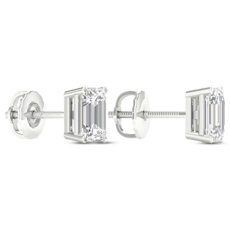 Main Image 4 of KAY Lab-Grown Diamonds Emerald-Cut Solitaire Stud Earrings 1 ct tw 14K White Gold (F/SI2)