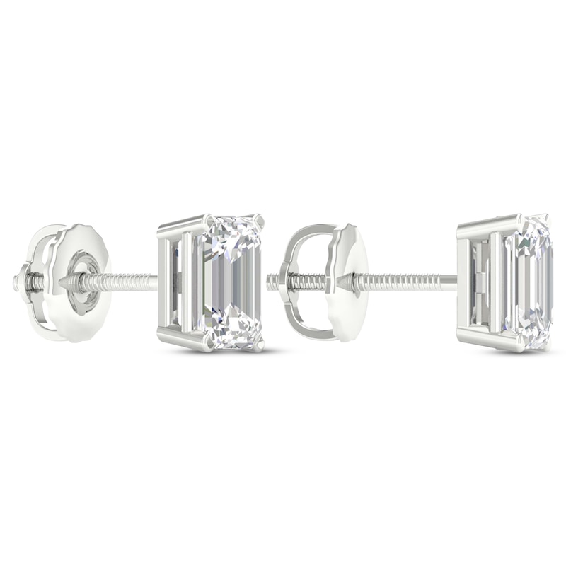 Lab-Created Diamonds by KAY Emerald-Cut Solitaire Stud Earrings 1 ct tw 14K White Gold (F/SI2)