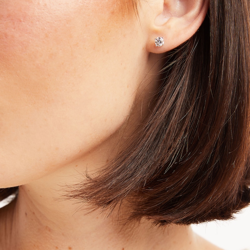 Main Image 5 of KAY Lab-Grown Diamonds Solitaire Stud Earrings 3/4 ct tw 14K White Gold (F/SI2)