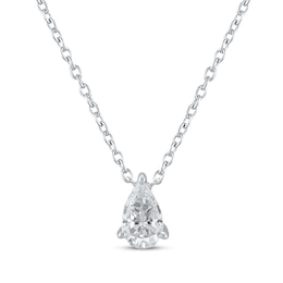 Lab-Created Diamonds by KAY Pear-Shaped Solitaire Necklace 1/2 ct tw 14K White Gold 19&quot;
