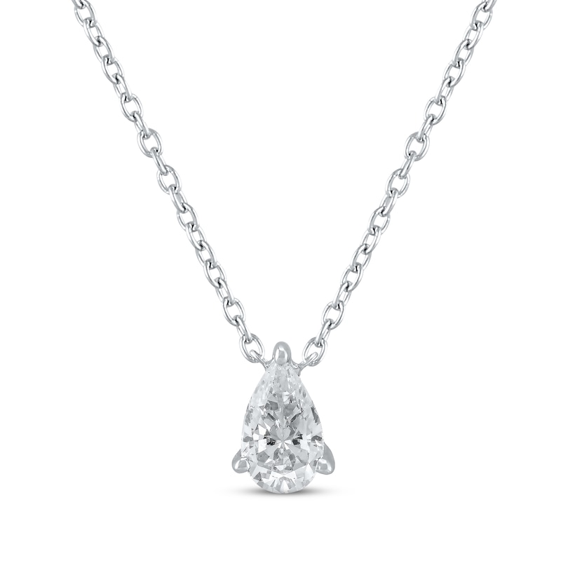 Main Image 1 of KAY Lab-Grown Diamonds Pear-Shaped Solitaire Necklace 1/2 ct tw 14K White Gold 19&quot; (F/SI2)
