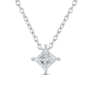 KAY Lab-Grown Diamonds Princess-Cut Solitaire Necklace 1/2 ct tw 14K White Gold 19" (F/SI2)
