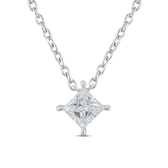 KAY Lab-Grown Diamonds Princess-Cut Solitaire Necklace 1/2 ct tw 14K White Gold 19" (F/SI2)