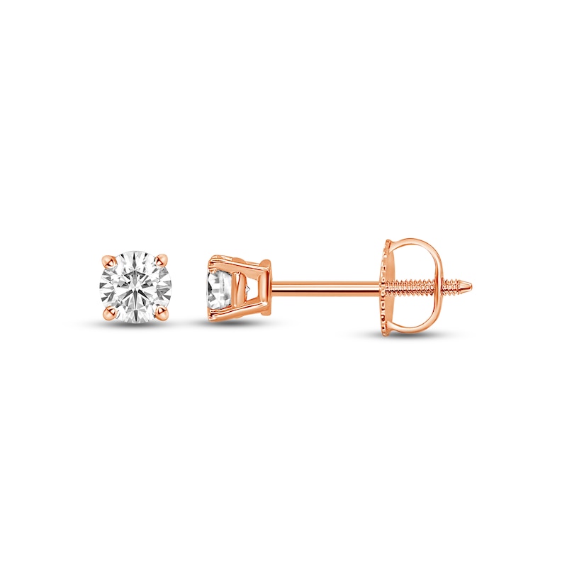Main Image 1 of Diamond Solitaire Stud Earrings 1/4 ct tw Round-cut 14K Rose Gold (I/I1)