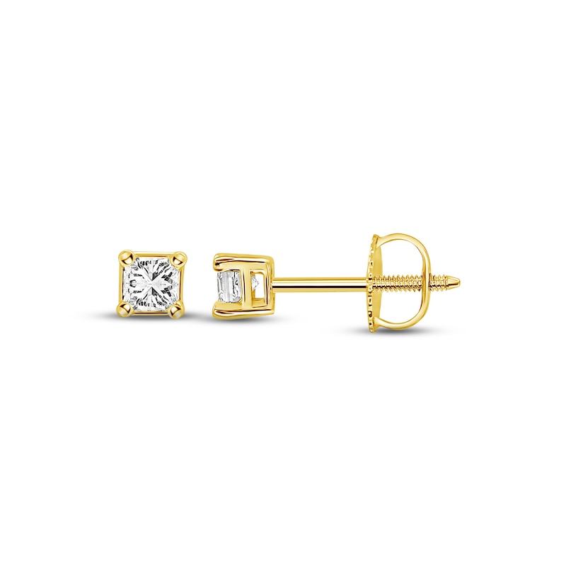 Main Image 1 of Diamond Solitaire Stud Earrings 1/4 ct tw Princess-cut 14K Yellow Gold (I/I1)