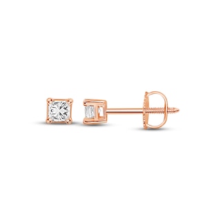 Diamond Solitaire Stud Earrings 1/4 ct tw Princess-cut 14K Rose Gold (I/I1)