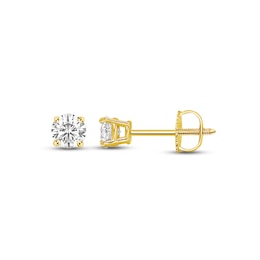 Diamond Solitaire Stud Earrings 1/3 ct tw Round-cut 14K Yellow Gold