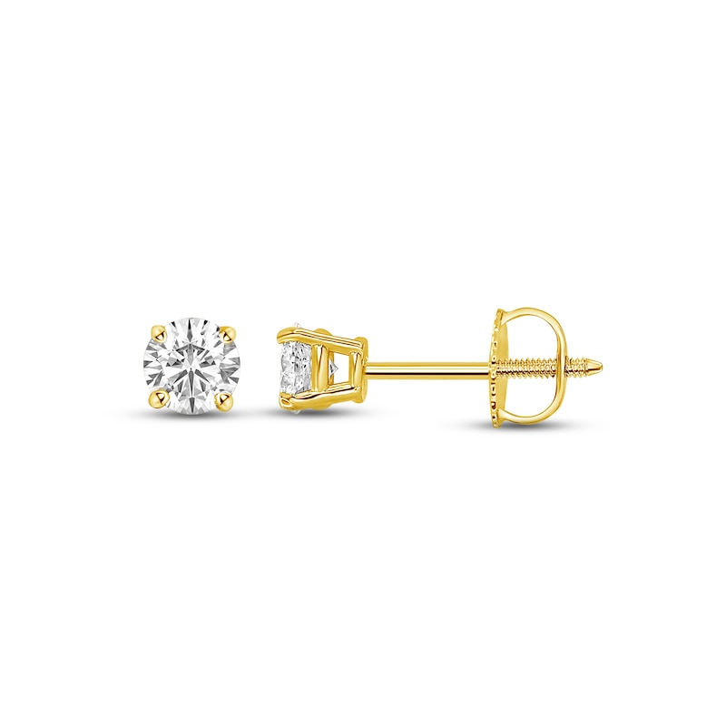 Diamond Solitaire Stud Earrings 1/3 ct tw Round-cut 14K Yellow Gold (I/I1)