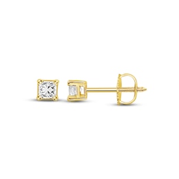 Diamond Solitaire Stud Earrings 1/3 ct tw Princess-cut 14K Yellow Gold (I/I1)