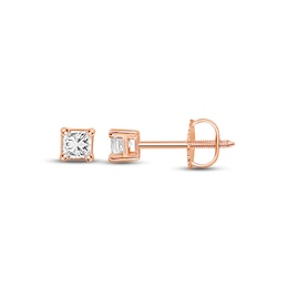 Diamond Solitaire Stud Earrings 1/3 ct tw Princess-cut 14K Rose Gold (I/I1)