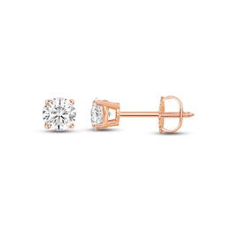 Diamond Solitaire Stud Earrings 1/2 ct tw Round-cut 14K Rose Gold