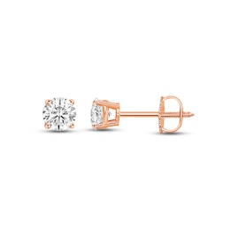 Diamond Solitaire Stud Earrings 1/2 ct tw Round-cut 14K Rose Gold (I/I1)