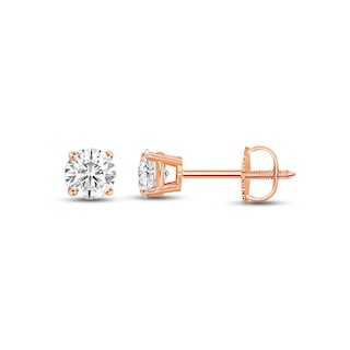 Diamond Solitaire Stud Earrings 1/2 ct tw Round-cut 14K Rose Gold (I/I1)