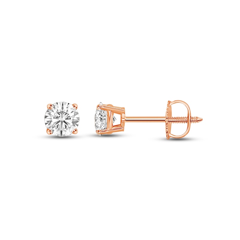 Diamond Solitaire Stud Earrings 1/2 ct tw Round-cut 14K Rose Gold