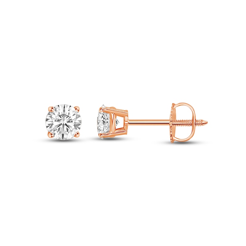 Main Image 1 of Diamond Solitaire Stud Earrings 1/2 ct tw Round-cut 14K Rose Gold (I/I1)