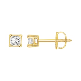 Diamond Solitaire Stud Earrings 1/2 ct tw Princess-cut 14K Yellow Gold (I/I1)