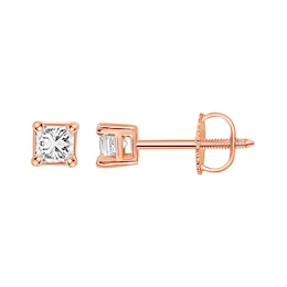 Diamond Solitaire Stud Earrings 1/2 ct tw Princess-cut 14K Rose Gold