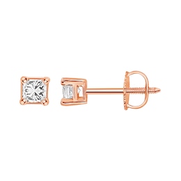 Diamond Solitaire Stud Earrings 1/2 ct tw Princess-cut 14K Rose Gold (I/I1)