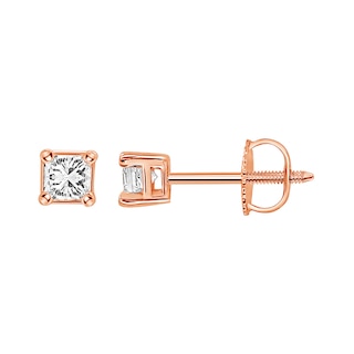 Diamond Solitaire Stud Earrings 1/2 ct tw Princess-cut 14K Rose Gold (I/I1)