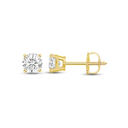 Diamond Solitaire Stud Earrings 3/4 ct tw Round-cut 14K Yellow Gold
