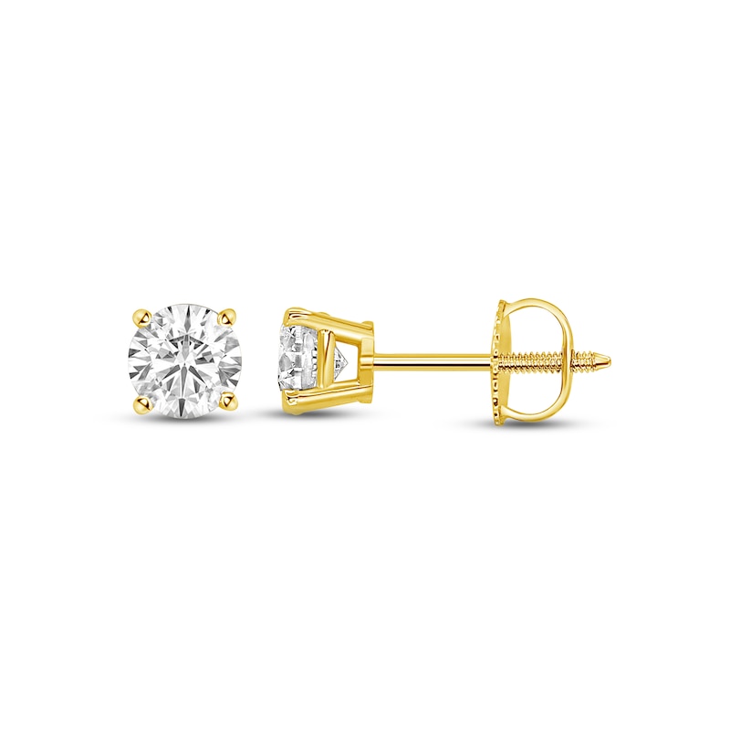 Diamond Solitaire Stud Earrings 3/4 ct tw Round-cut 14K Yellow Gold (I/I1)