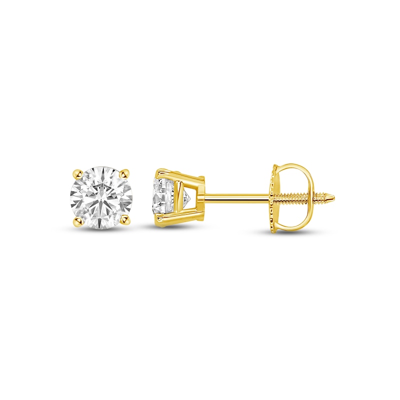 Main Image 1 of Diamond Solitaire Stud Earrings 3/4 ct tw Round-cut 14K Yellow Gold (I/I1)