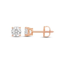 Diamond Solitaire Stud Earrings 3/4 ct tw Round-cut 14K Rose Gold