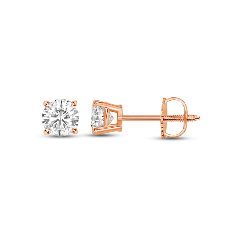 Main Image 1 of Diamond Solitaire Stud Earrings 3/4 ct tw Round-cut 14K Rose Gold (I/I1)