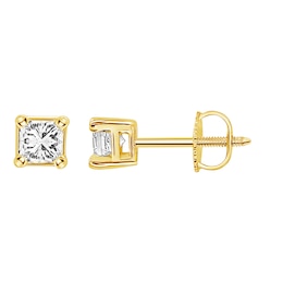 Diamond Solitaire Stud Earrings 3/4 ct tw Princess-cut 14K Yellow Gold