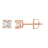 Diamond Solitaire Stud Earrings 3/4 ct tw Princess-cut 14K Rose Gold