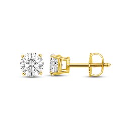 Diamond Solitaire Stud Earrings 1 ct tw Round-cut 14K Yellow Gold