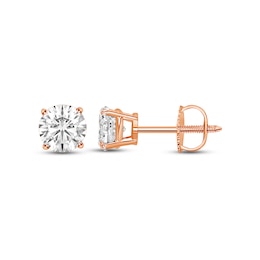 Diamond Solitaire Stud Earrings 1 ct tw Round-cut 14K Rose Gold
