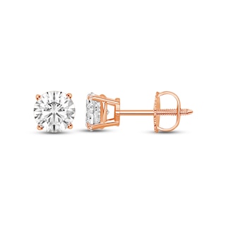 Certified Round-Cut Diamond Solitaire Stud Earrings 1 ct tw 14K Rose Gold (I/I1)