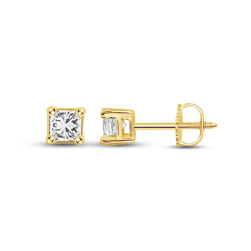 Main Image 1 of Diamond Solitaire Stud Earrings 1 ct tw Princess-cut 14K Yellow Gold (I/I1)