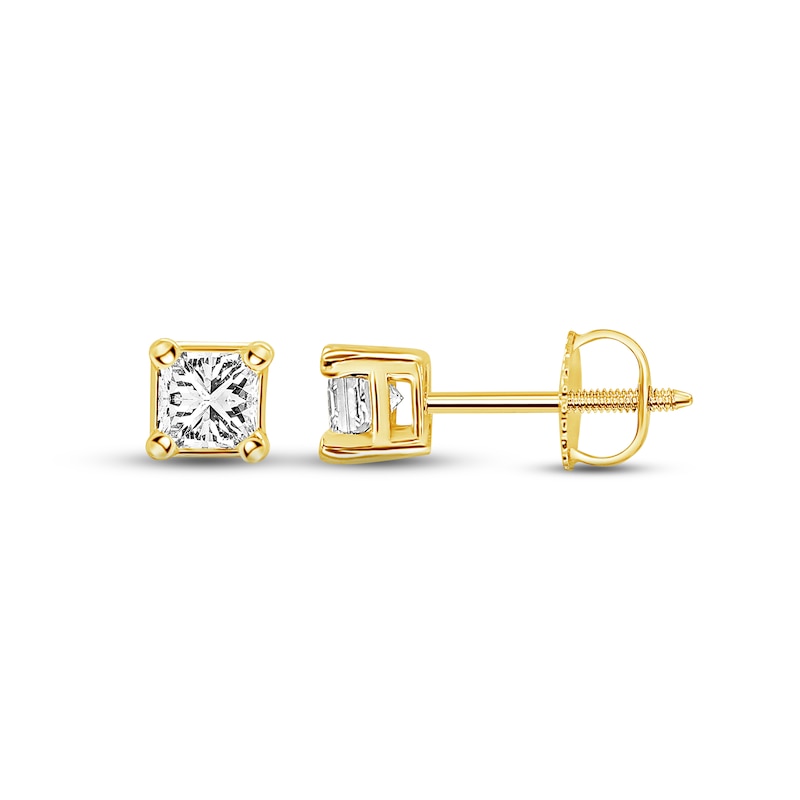 Diamond Solitaire Stud Earrings 1 ct tw Princess-cut 14K Yellow Gold (I/I1)