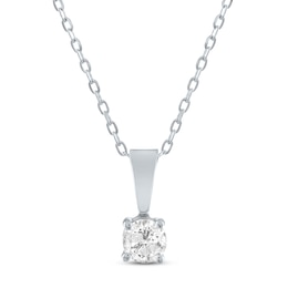 Solitaire Diamond Necklace 1/4 ct tw Round-cut 14K White Gold 18&quot;