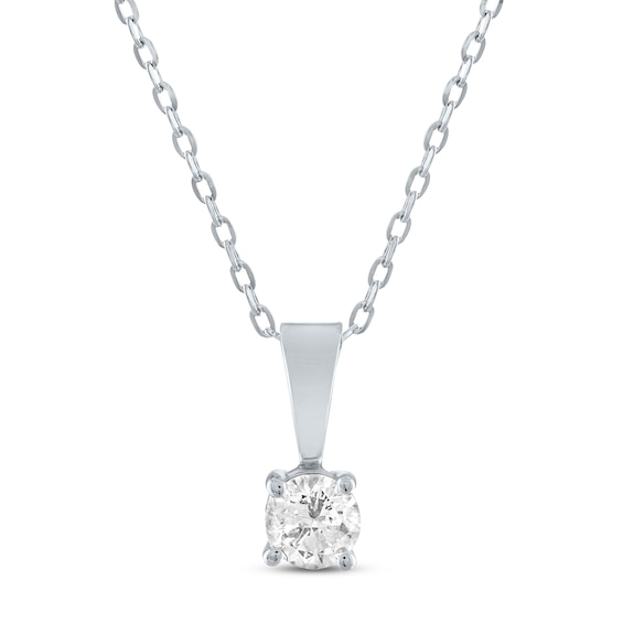 Solitaire Diamond Necklace 1/4 ct tw Round-cut 14K White Gold 18" (I/I2)