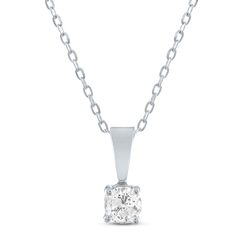 Main Image 1 of Solitaire Diamond Necklace 1/4 ct tw Round-cut 14K White Gold 18&quot; (I/I2)