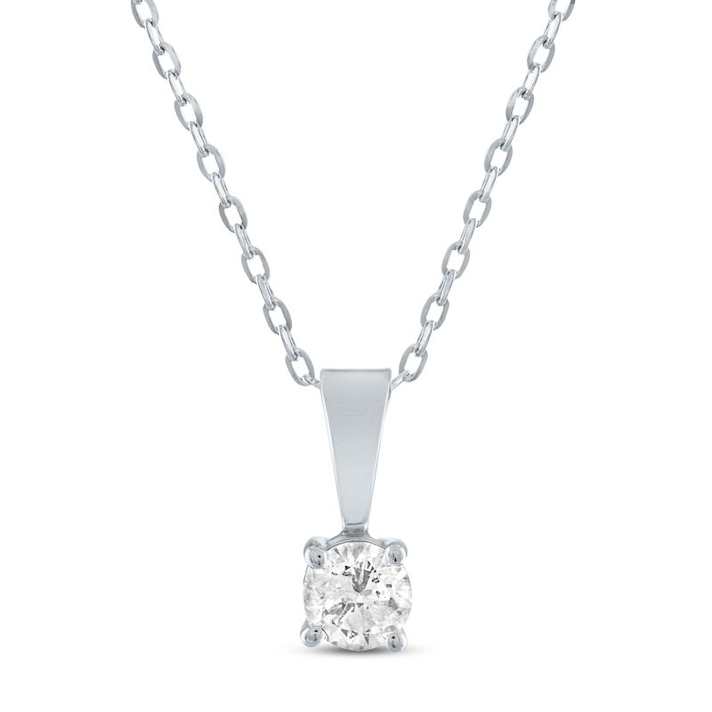 Solitaire Diamond Necklace 1/4 ct tw Round-cut 14K White Gold 18" (I/I2)